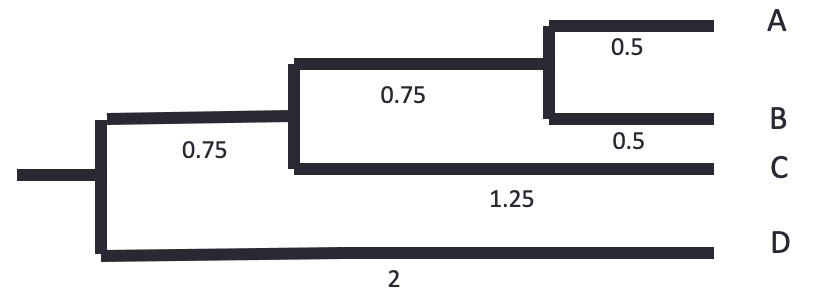 Manually built UPGMA tree