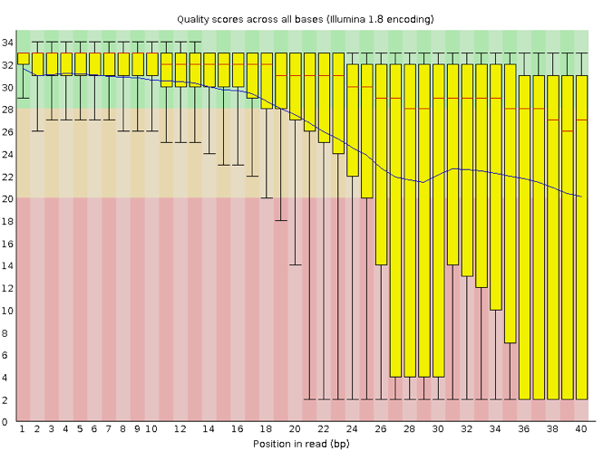 A FastQC output showing reads with bad quality